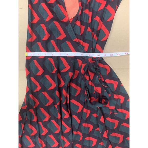 Diane Von Furstenberg Vintage Womens Silk Geometric Wrap Dress Red Black 00 - Picture 11 of 14